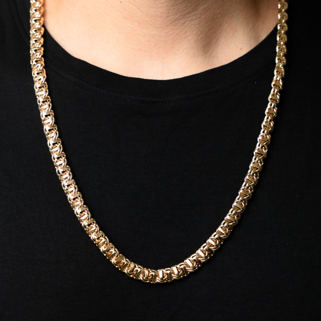 Cadena de oro tejido Guccino solido hecho a mano con broche de caja 8.5 mm