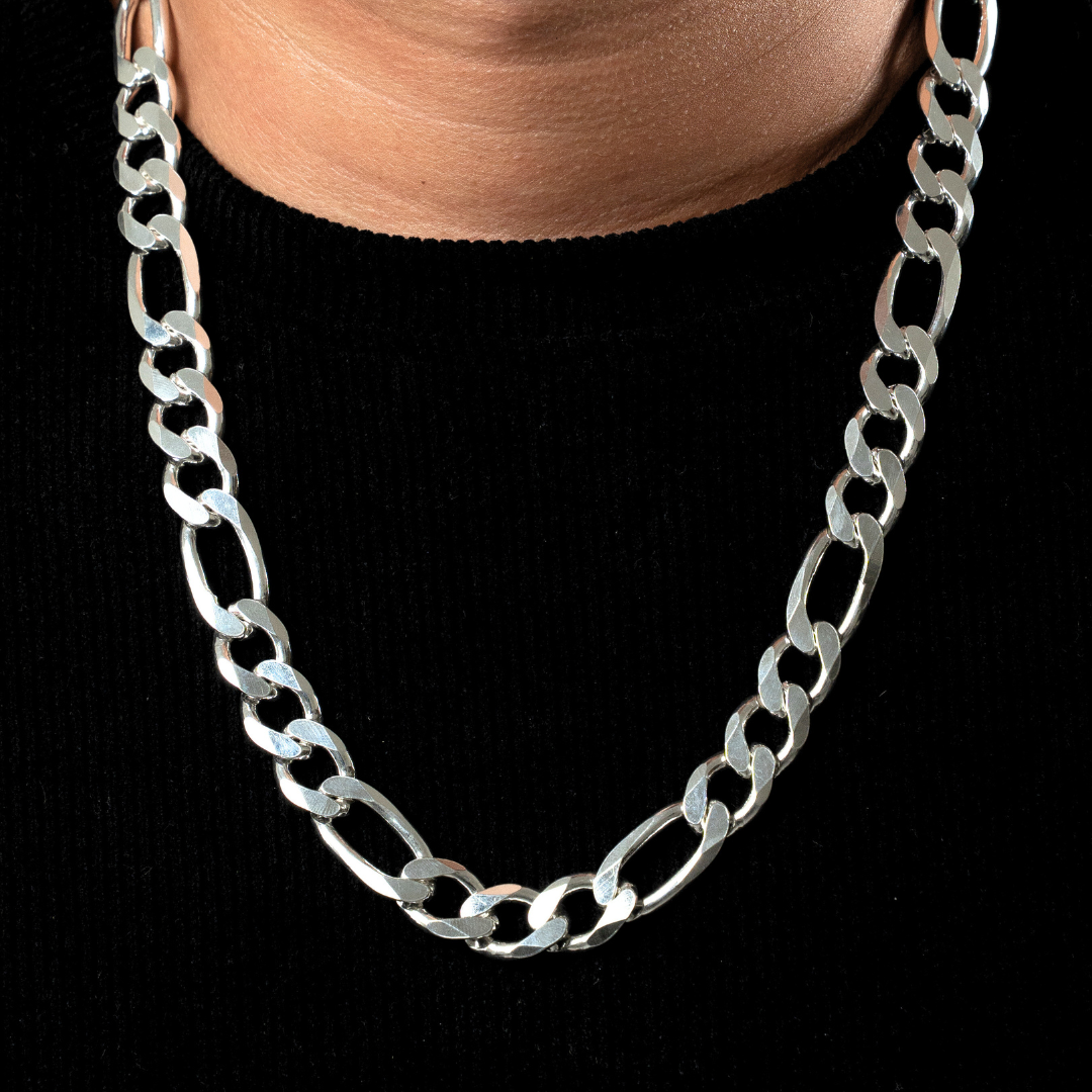 Cadena de plata tejido Figaro solida hecha a maquina con broche de perico 14 mm