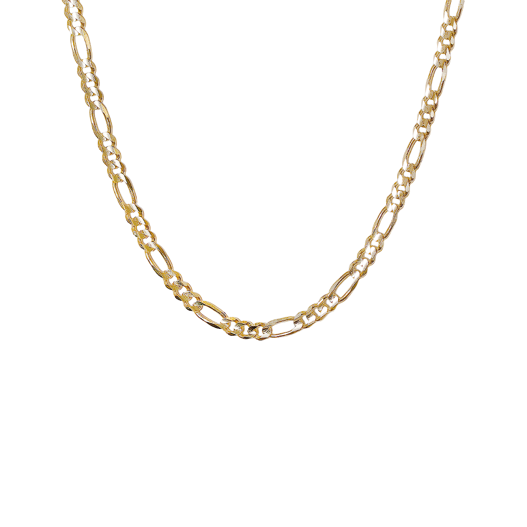 Cadena de oro tejido Figaro solido hecho a maquina con broche de perico 7 mm