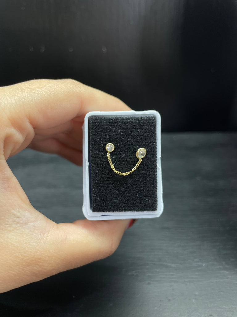 Broquel Piercing de oro 10 k - Zirconía