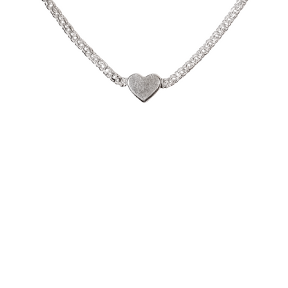 Cadena de plata tejido Chino solida hecha a mano con broche de corazon 4 mm