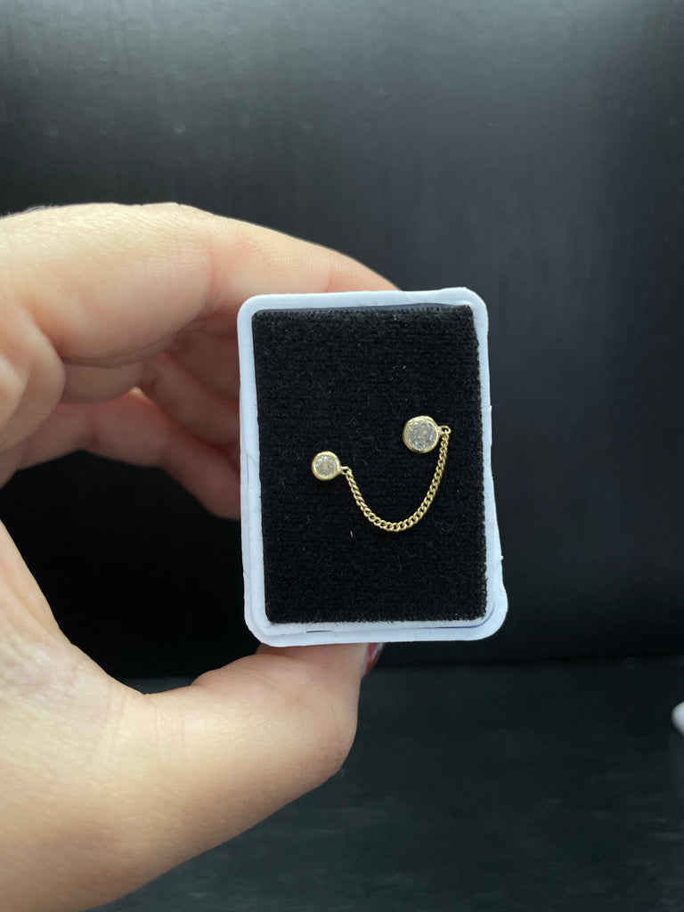 Broquel Piercing de oro 10 k - Zirconía