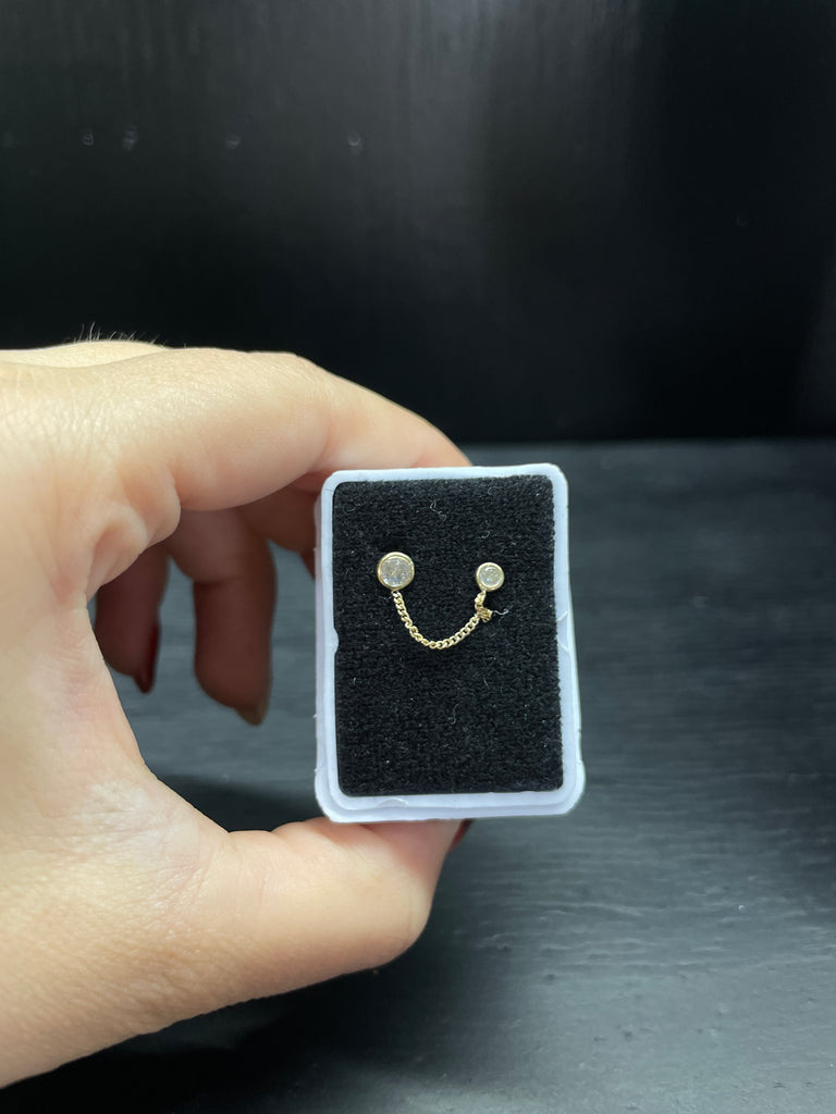 Broquel Piercing de oro 10 k - Zirconía