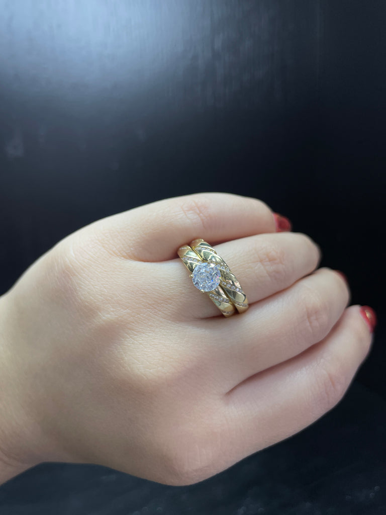 Anillo solitario - Zirconía blanca alianza -