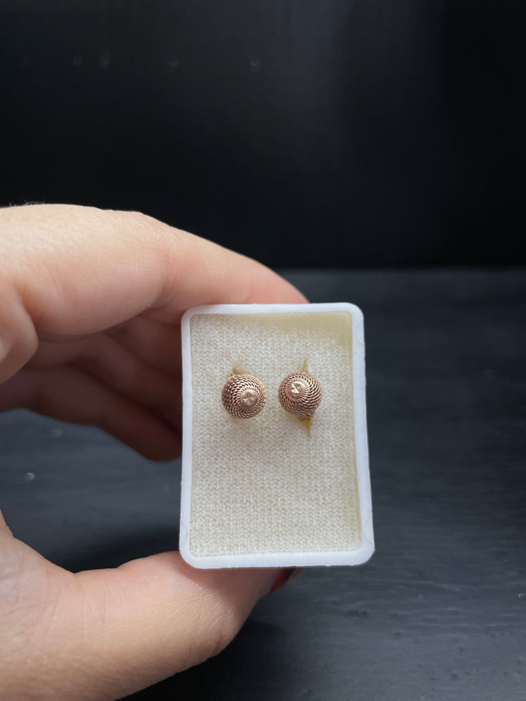 Broquel Bolitas de oro 10 k - Zirconía Rosa