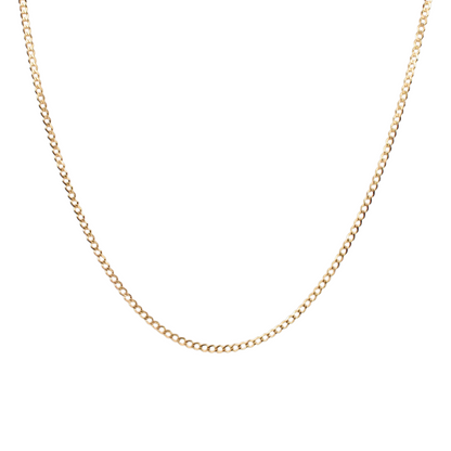Cadena de oro amarillo tejido Barbado solido hecho a maquina con broche de perico 3 mm