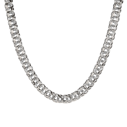 Cadena de oro blanco tejido Chino solido hecho a mano con broche de caja 12 mm