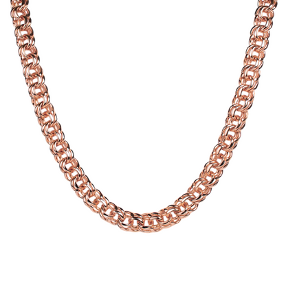 Cadena de oro rosa tejido Chino solido hecho a mano con broche de caja 12 mm