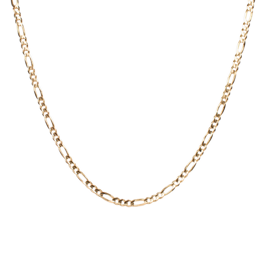 Cadena de oro amarillo tejido Figaro solido hecho a maquina con broche de perico 5 mm