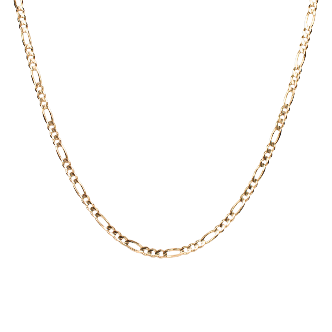 Cadena de oro amarillo tejido Figaro solido hecho a maquina con broche de perico 5 mm