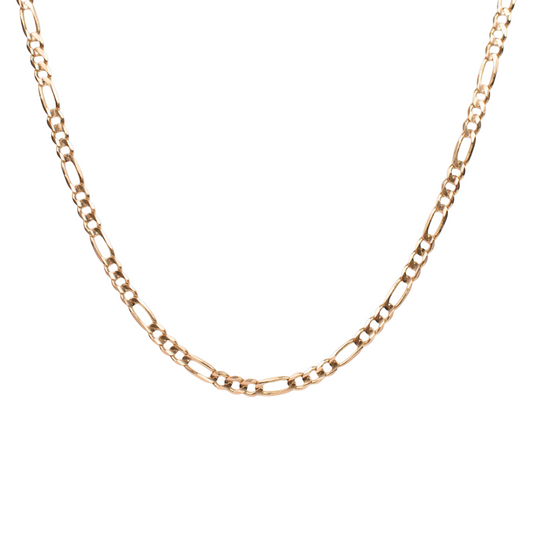 Cadena de oro amarillo tejido Figaro solido hecho a maquina con broche de perico 6 mm