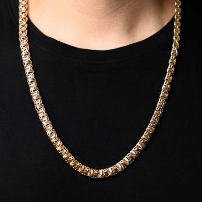 Cadena de oro tejido Guccino solido hecho a mano con broche de caja 8.5 mm