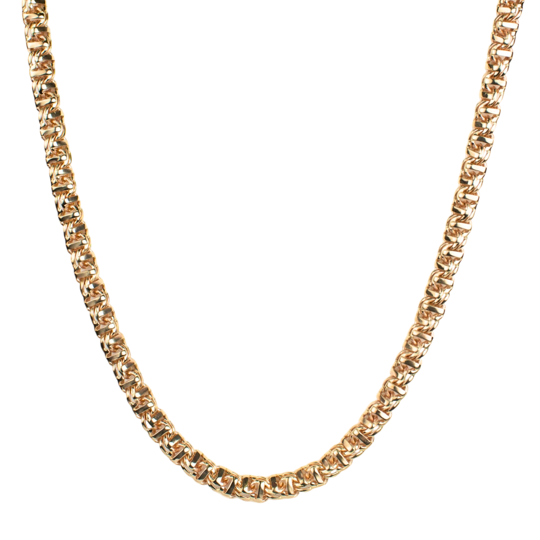 Cadena de oro amarillo tejido Guccino solido hecho a mano con broche de caja 8.5 mm