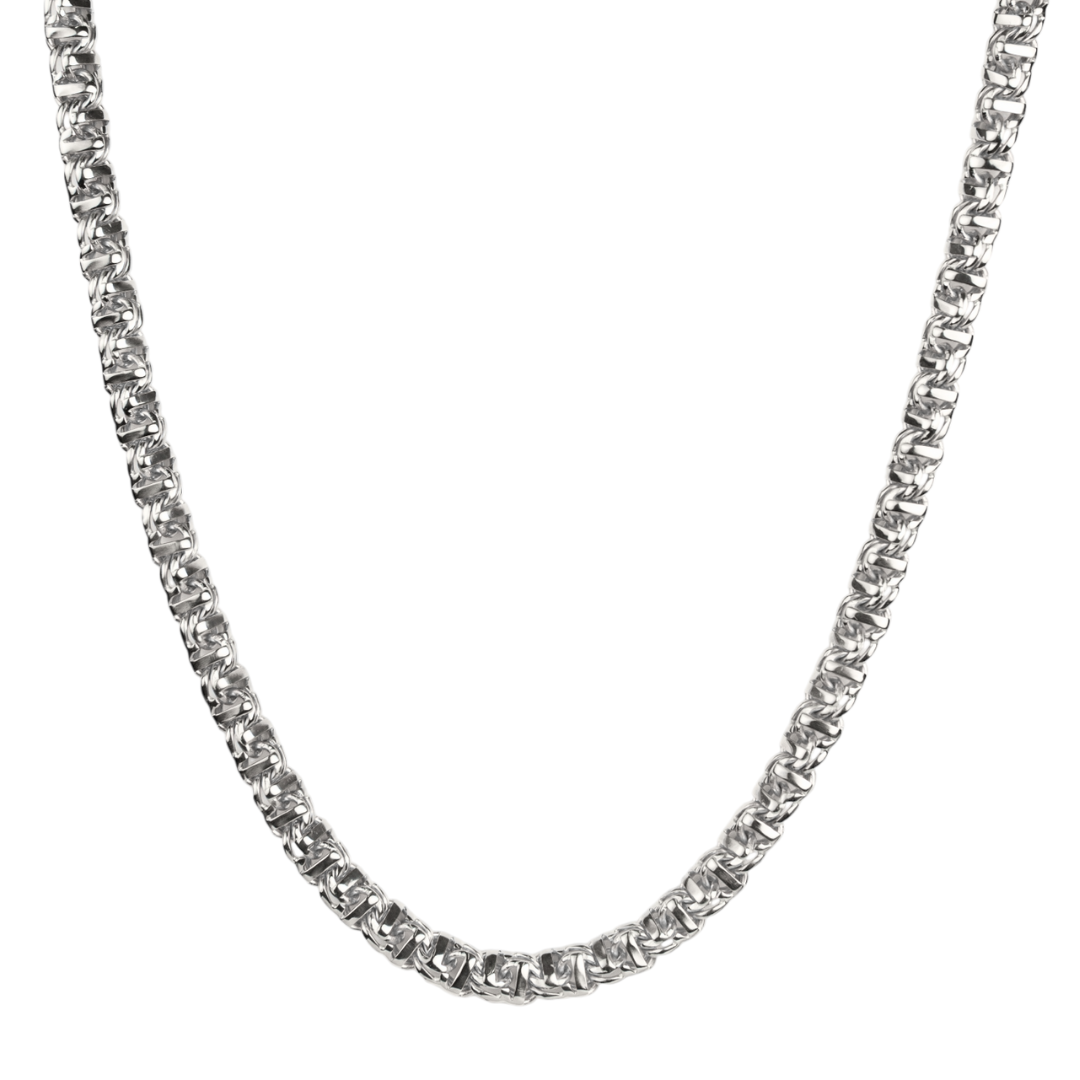 Cadena de oro blanco tejido Guccino solido hecho a mano con broche de caja 8.5 mm