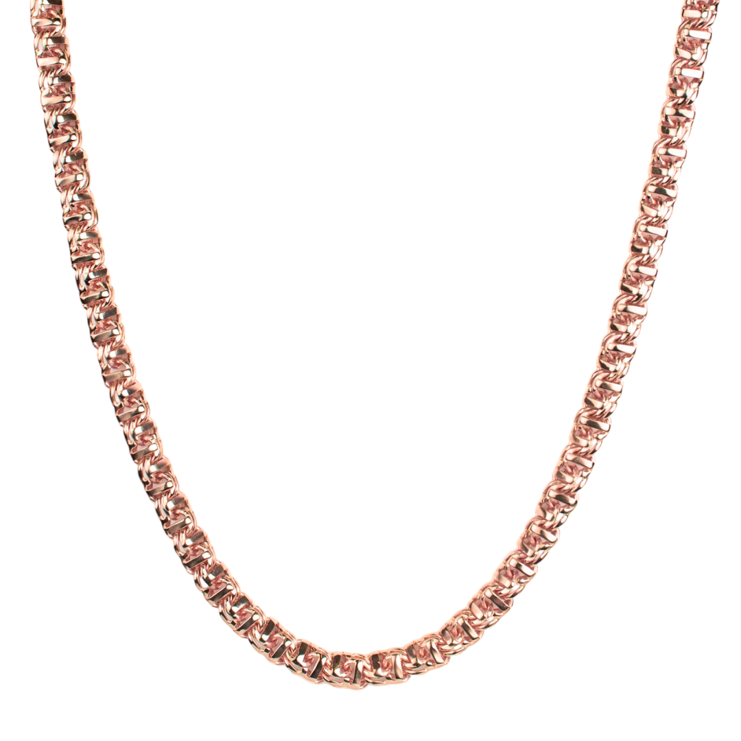 Cadena de oro rosa tejido Guccino solido hecho a mano con broche de caja 8.5 mm