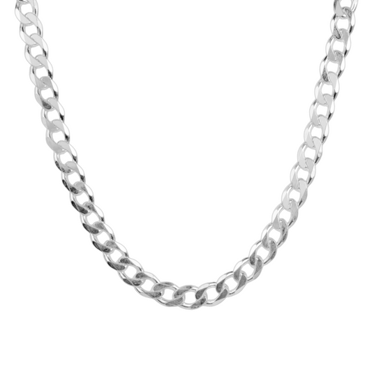 Cadena de plata tejido Barbado solida hecha a maquina con broche de perico 10 mm