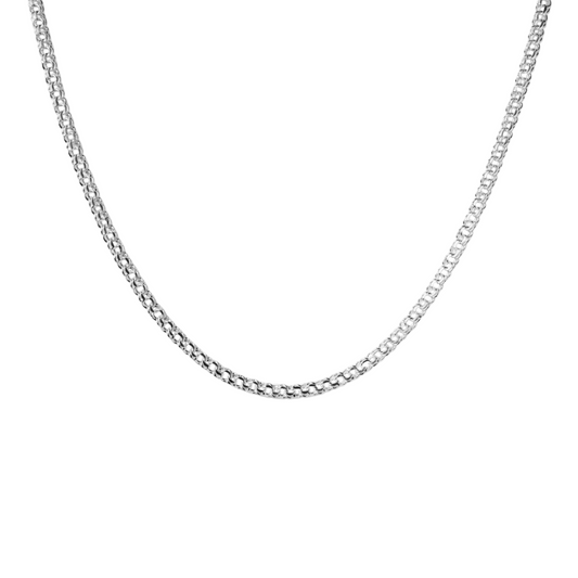 Cadena de plata tejido Chino solida hecha a mano con broche de caja 4 mm