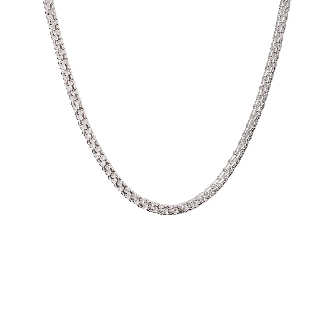 Cadena de plata tejido Chino solida hecha a mano con broche de caja 5 mm