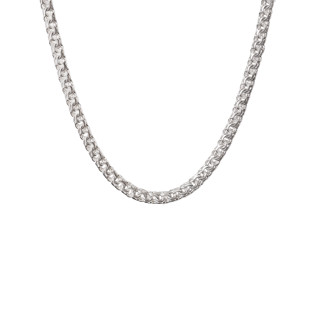 Cadena de plata tejido Chino solida hecha a mano con broche de caja 7 mm