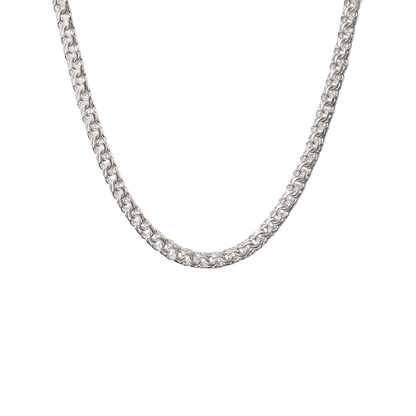 Cadena de plata tejido Chino solida hecha a mano con broche de caja 7 mm