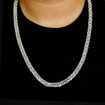 Cadena de plata tejido Chino solida hecha a mano con broche de caja 9 mm