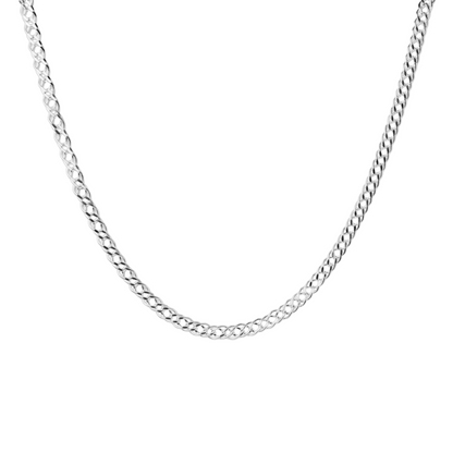 Cadena de plata tejido Doble Rombo solida hecha a maquina con broche de perico 5 mm