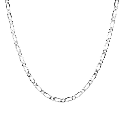 Cadena de plata tejido Figaro 1X1 solida hecha a maquina con broche de perico 5 mm