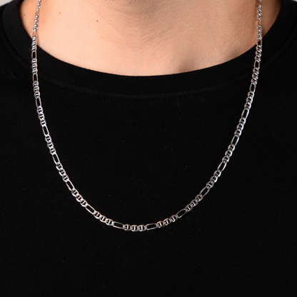 Cadena de plata tejido Figaro Marinero solida hecha a maquina con broche de perico 3.5 mm