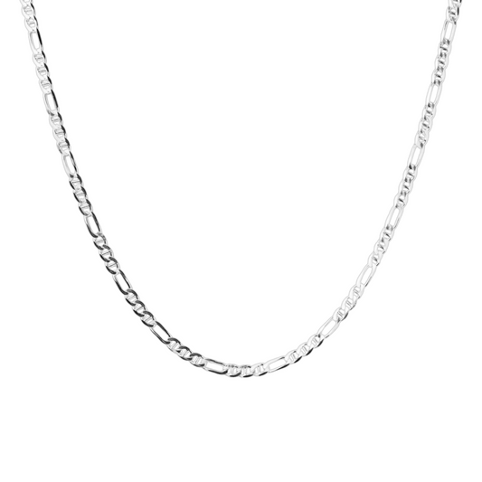 Cadena de plata tejido Figaro Marinero solida hecha a maquina con broche de perico 4.5 mm