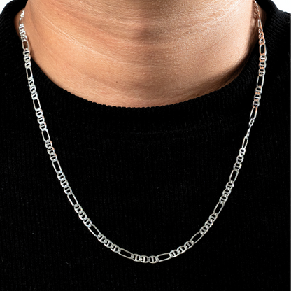 Cadena de plata tejido Figaro Marinero solida hecha a maquina con broche de perico 4.5 mm