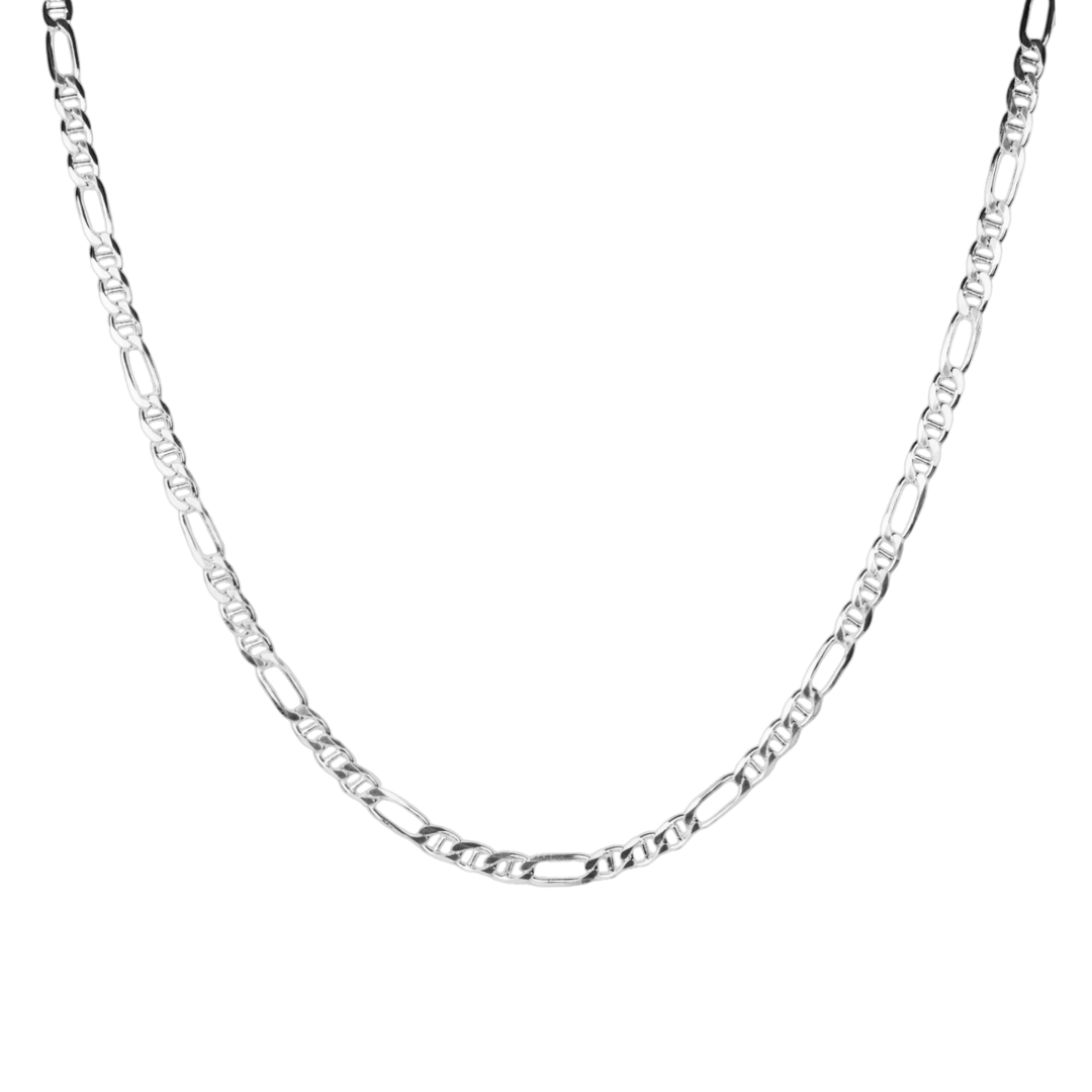 Cadena de plata tejido Figaro Marinero solida hecha a maquina con broche de perico 5 mm