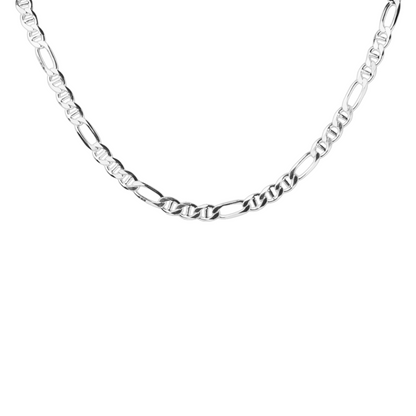 Cadena de plata tejido Figaro Marinero solida hecha a maquina con broche de perico 6.5 mm