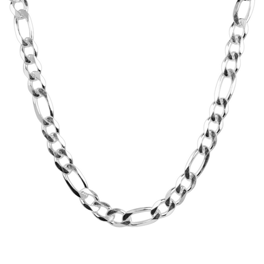 Cadena de plata tejido Figaro solida hecha a maquina con broche de perico 12 mm