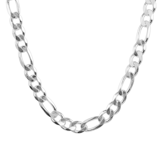 Cadena de plata tejido Figaro solida hecha a maquina con broche de perico 14 mm