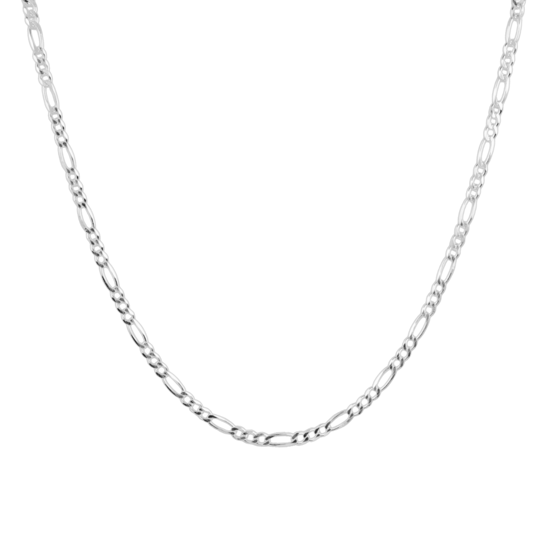 Cadena de plata tejido Figaro solida hecha a maquina con broche de perico 4 mm