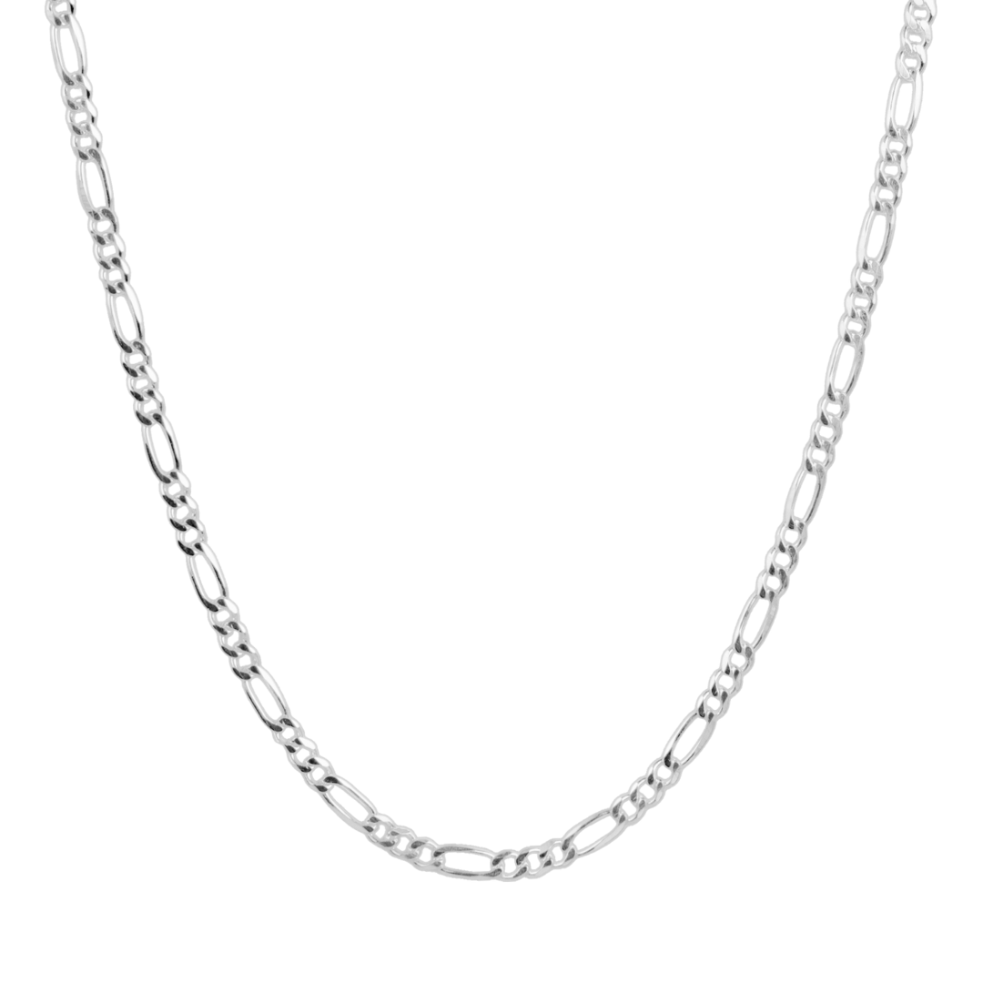 Cadena de plata tejido Figaro solida hecha a maquina con broche de perico 5 mm