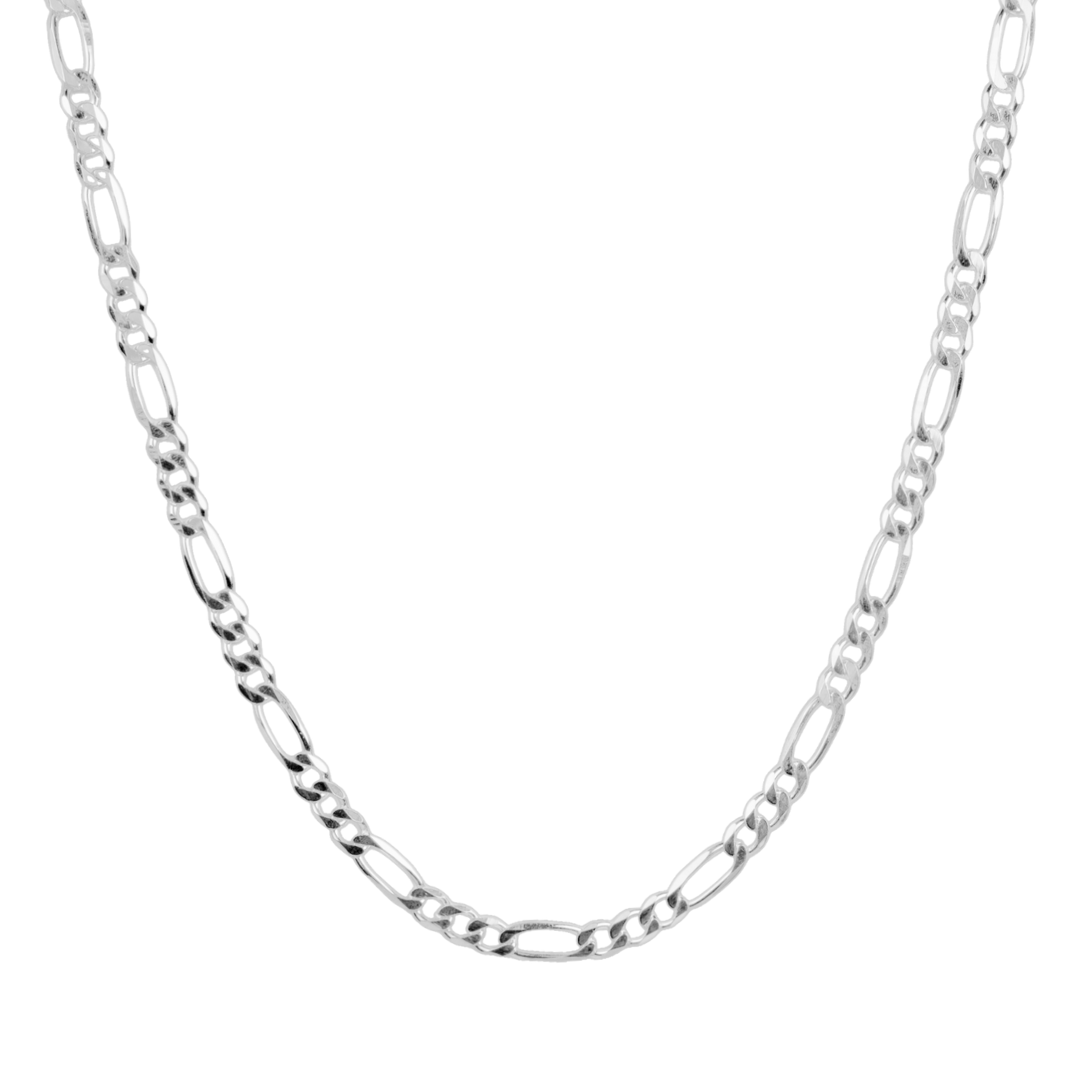 Cadena de plata tejido Figaro solida hecha a maquina con broche de perico 6.5 mm