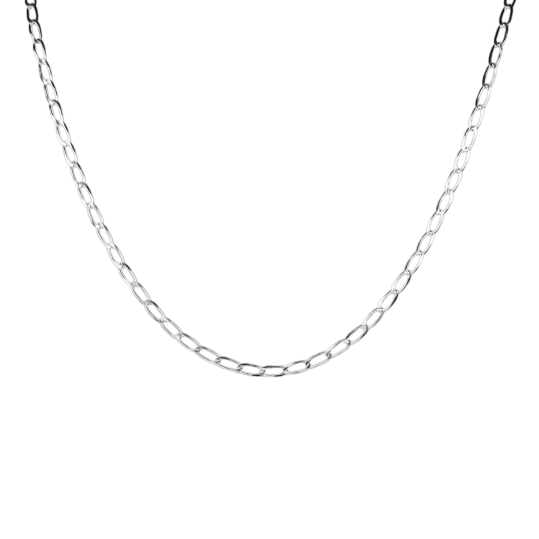 Cadena de plata tejido Rada solida hecha a maquina con broche de perico 3.5 mm