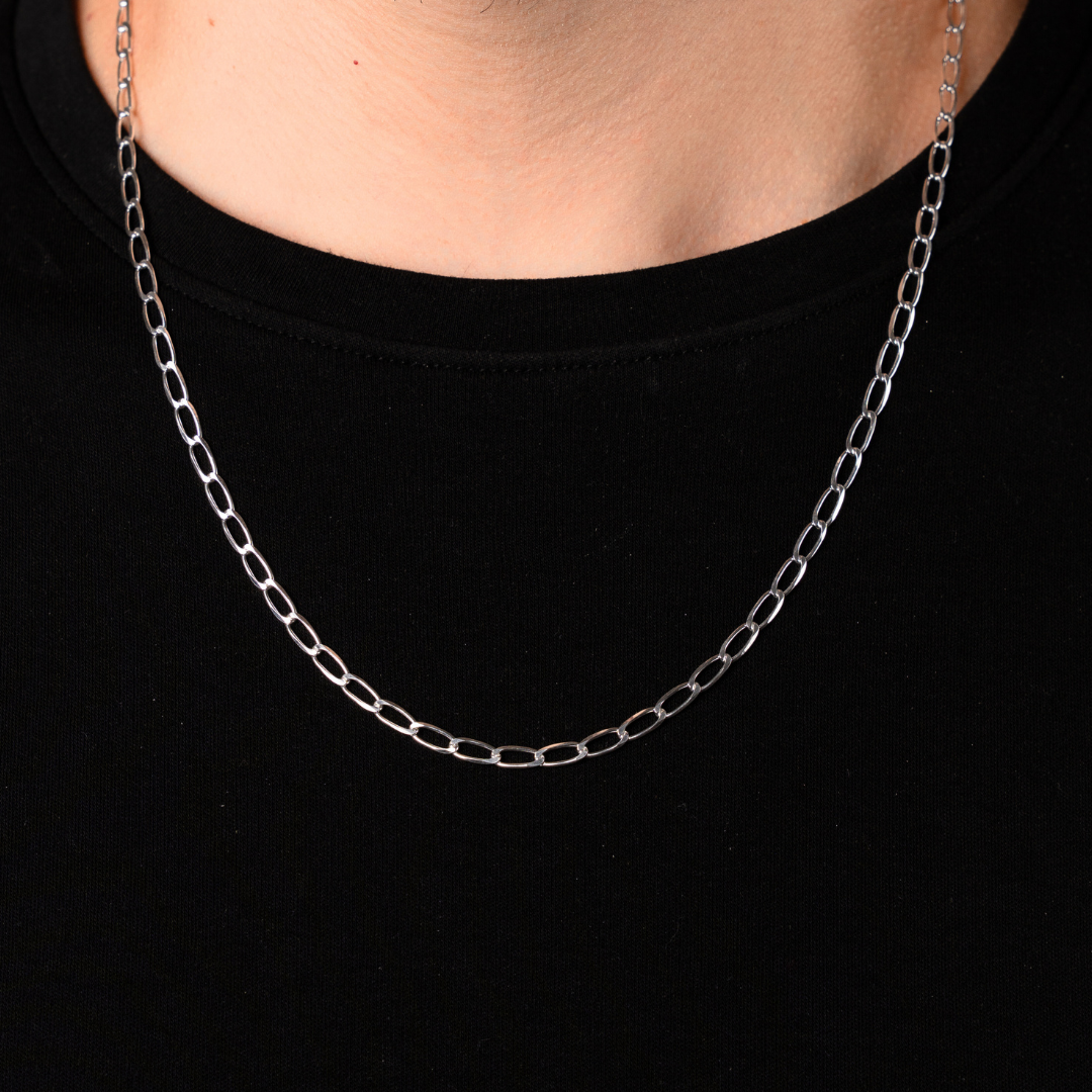 Cadena de plata tejido Rada solida hecha a maquina con broche de perico 3.5 mm