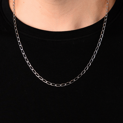 Cadena de plata tejido Rada solida hecha a maquina con broche de perico 3.5 mm