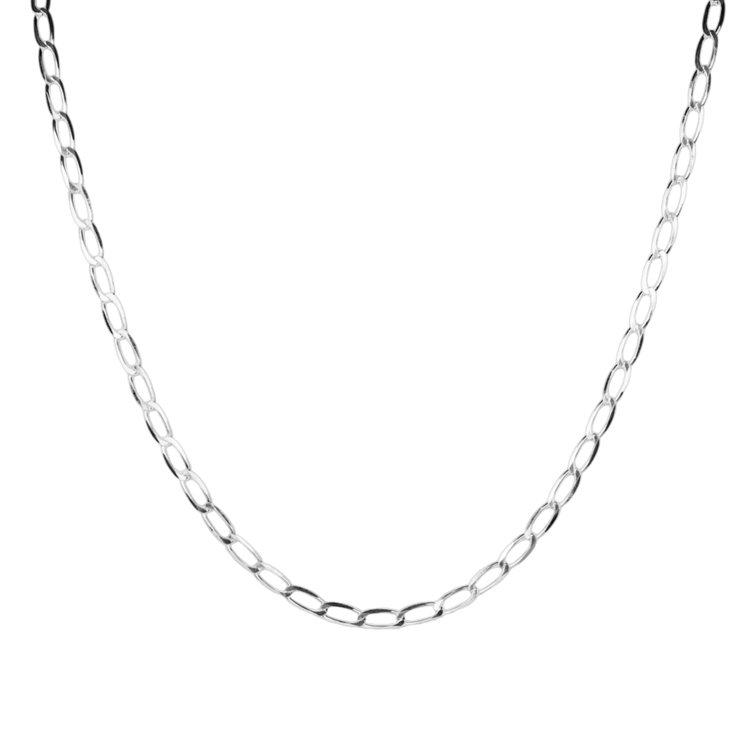 Cadena de plata tejido Rada solida hecha a maquina con broche de perico 4.5 mm