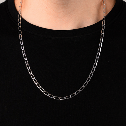 Cadena de plata tejido Rada solida hecha a maquina con broche de perico 4.5 mm