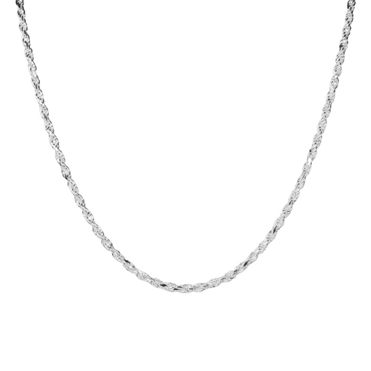 Cadena de plata tejido Torsal solida hecha a maquina con broche de perico 4 mm