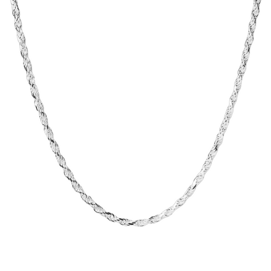 Cadena de plata tejido Torsal solida hecha a maquina con broche de perico 5 mm