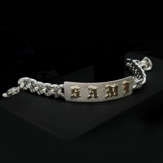 Esclava Tejido Barbado y Nombre en Placa