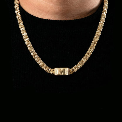 Cadena de oro tejido Guccino con iniciales solido hecho a mano con broche de caja 8 mm