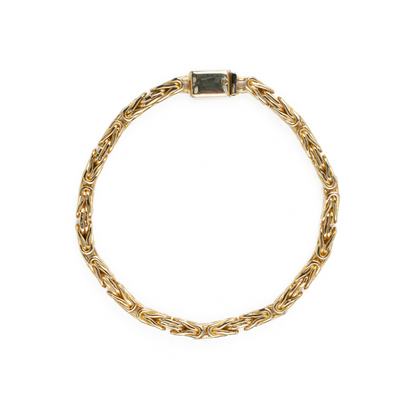 Pulso de oro amarillo tejido Bizantino solido hecho a mano con broche de caja 4.5 mm