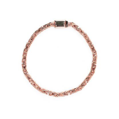 Pulso de oro rosa tejido Bizantino solido hecho a mano con broche de caja 4.5 mm