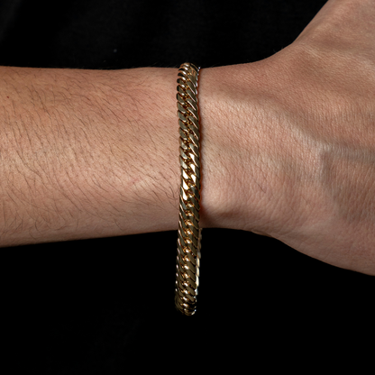 Pulso de oro tejido Caimán solido hecho a mano con broche de caja 7 mm