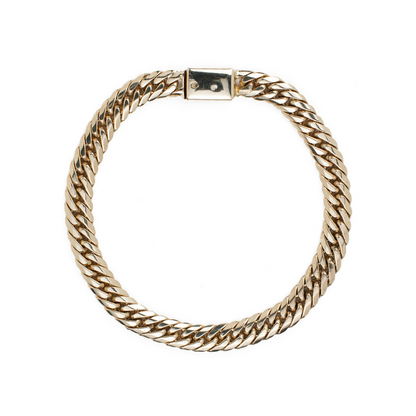 Pulso de oro amarillo tejido Caimán solido hecho a mano con broche de caja 7 mm